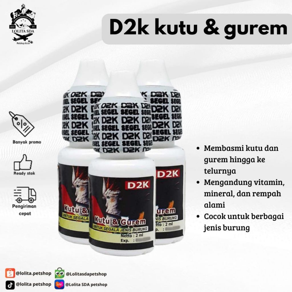 D2K kutu & Gurem Untuk Burung atasi kutu gurem sampai ke telurnya