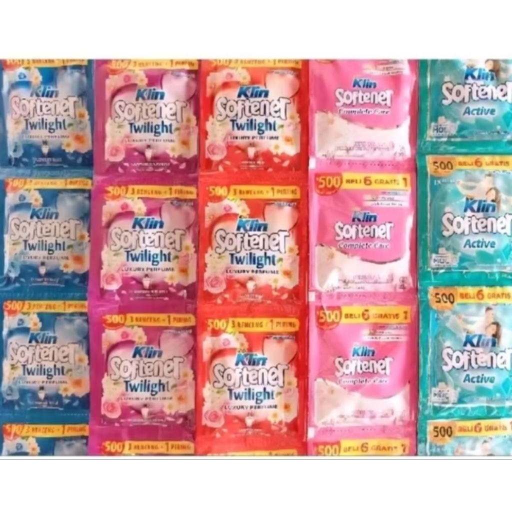 Softener Soklin Sachet Pelembut dan Pewangi pakaian 1x bilas, 1 Renceng isi 12 sachet