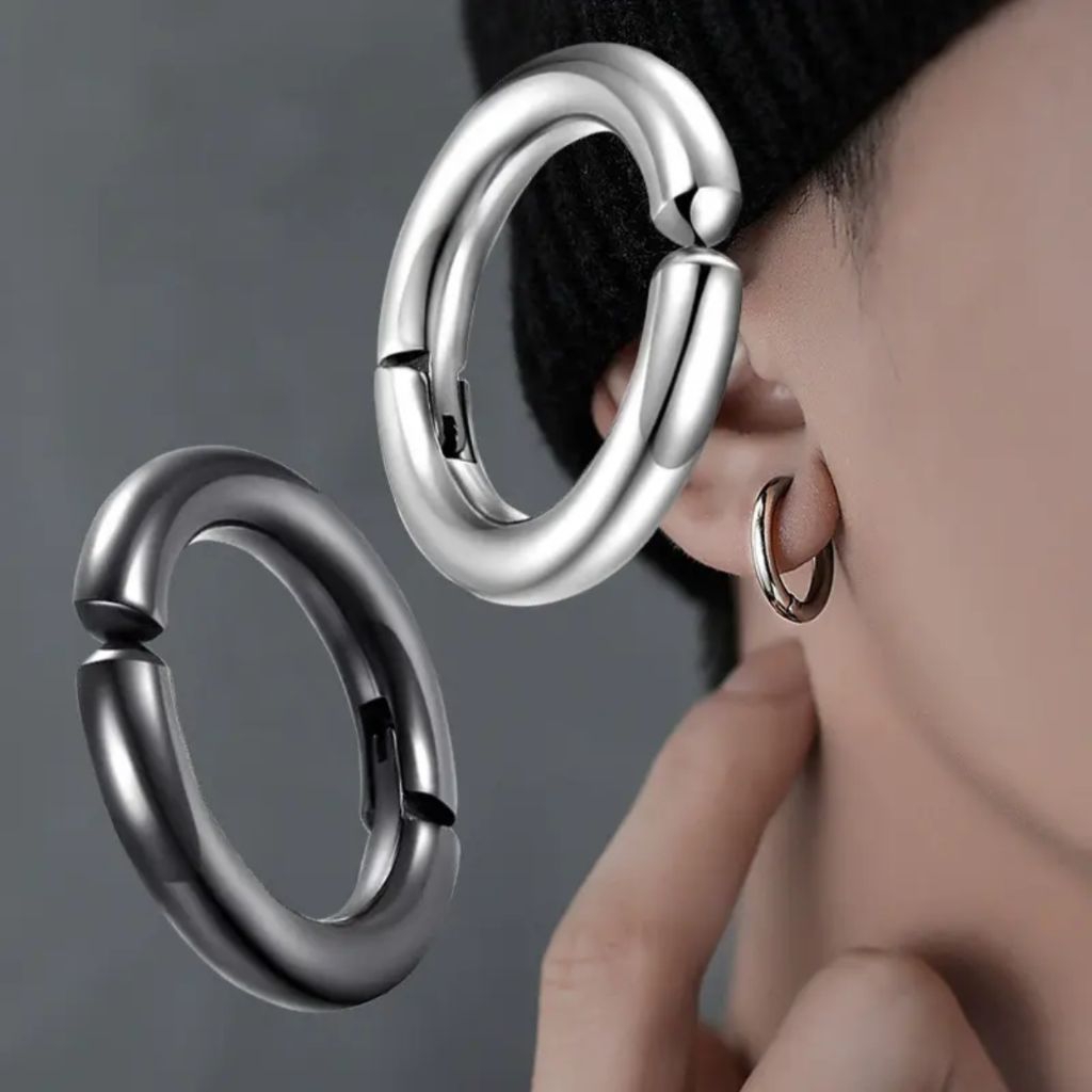Anting Jepit Tanpa Tindik Pria dan Wanita Anting Jepit Lingkaran Gesper Telinga Anting Palsu Titaniu