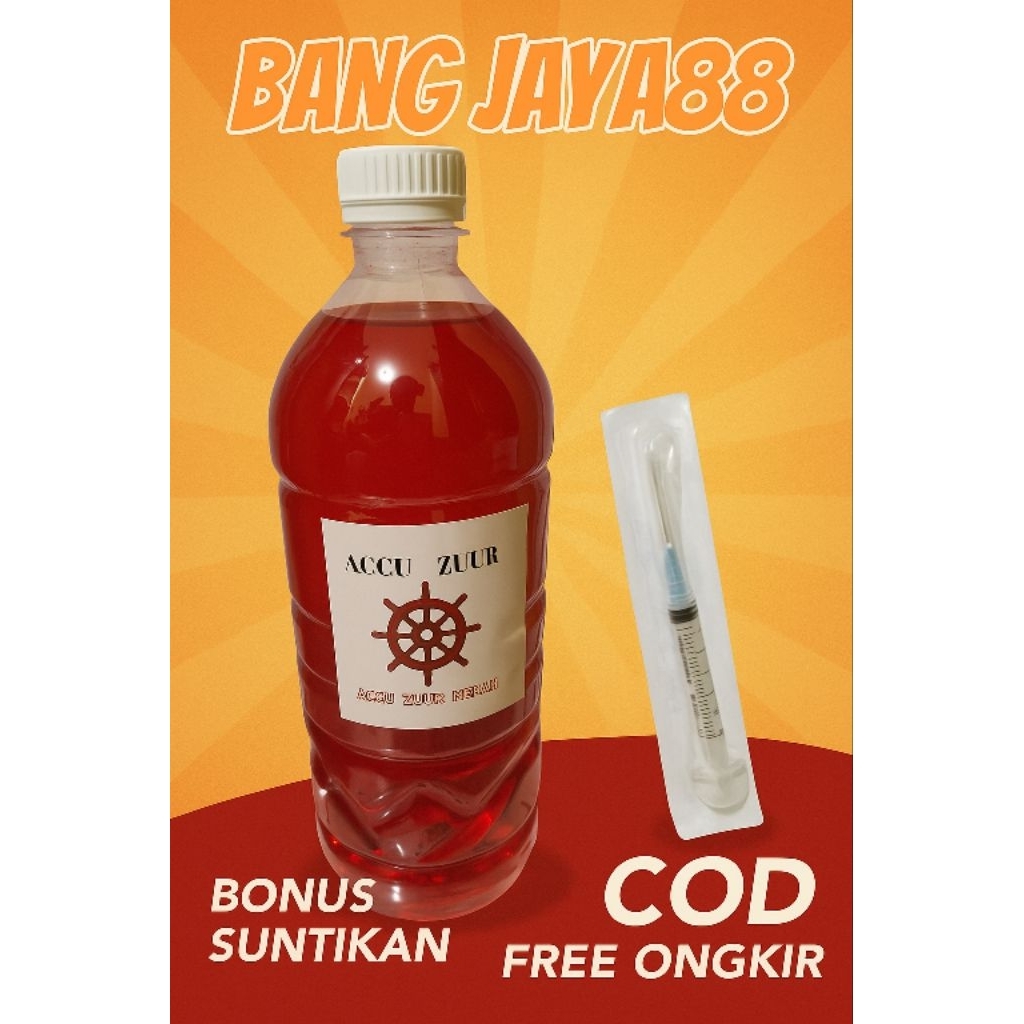 Accu Zuur Merah 1 Liter Air Aki Zuur Untuk Aki Drop Gratis Suntikan