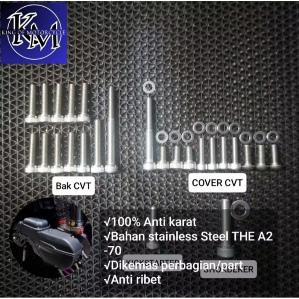 Baut Stainless Steel 304 Blok Cvt/ Cover Blok Mesin Yamaha Mio Sporty Mio smile