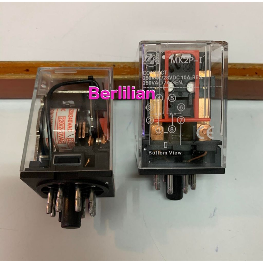 Relay AC 220 Volt 8 Pin MK2P ZN / Relay Mk2p 220 Volt 8 Kaki ZN