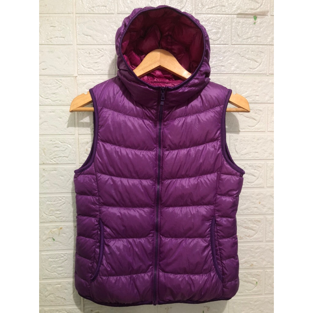UNIQLO ultralight down jaket vest Hoodie ungu pink