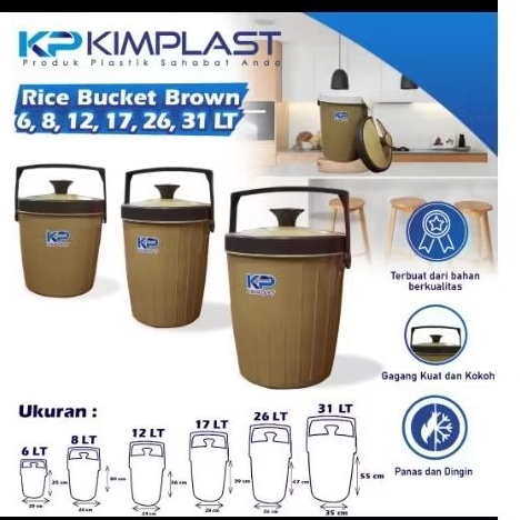 Termos nasi murah 6 liter 8 liter kimplast termos nasi ekonomi rice bucket murah termos nasi coklat