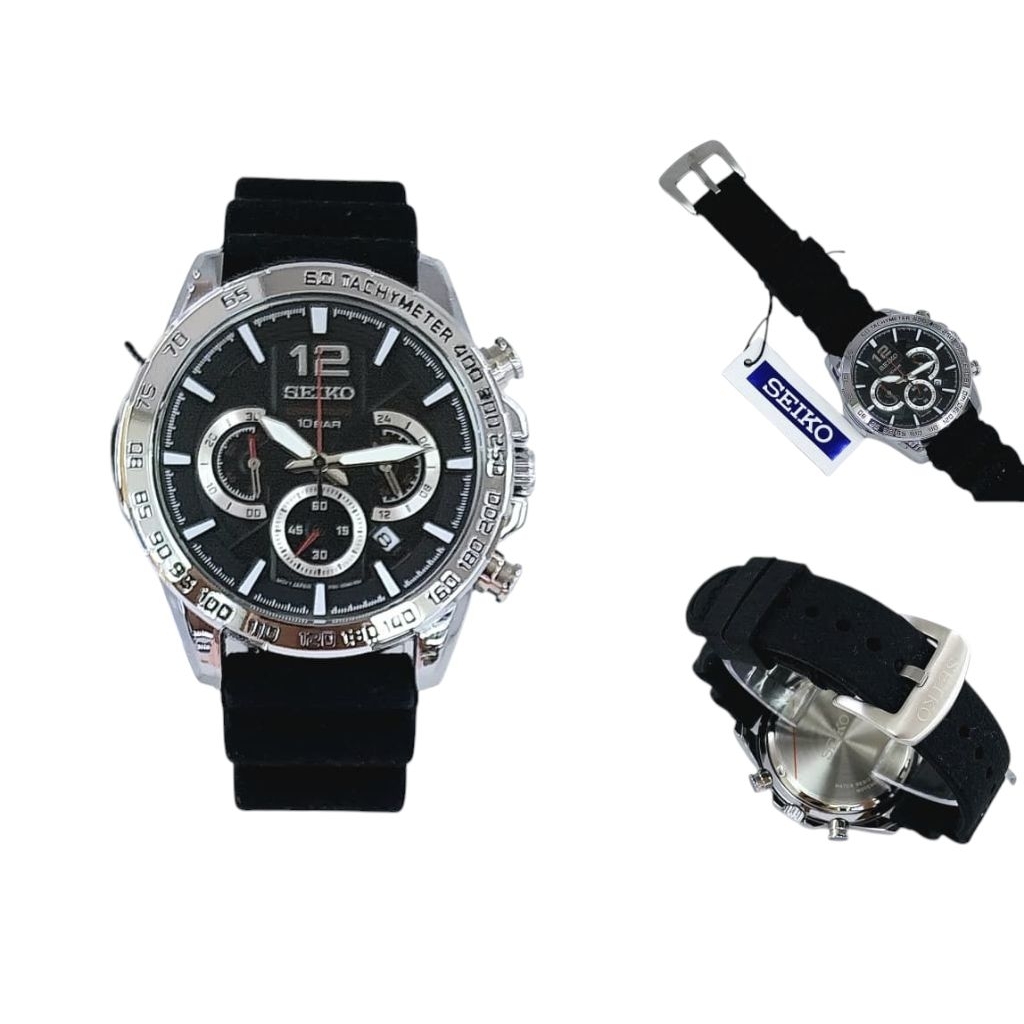 GROSIR TERMURAH...Jam Tangan Pria Keren New SEIKO NEO CHRONOGRAPH Body Stainless Steel Gak Luntur Gr