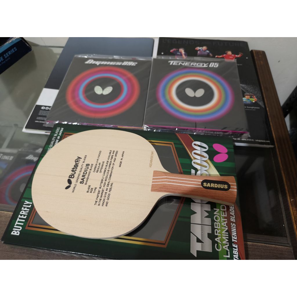 PAKET BATS TENIS MEJA BUTTERFLY SARDIUS PLUS DIGNICS 09C ORIGINAL