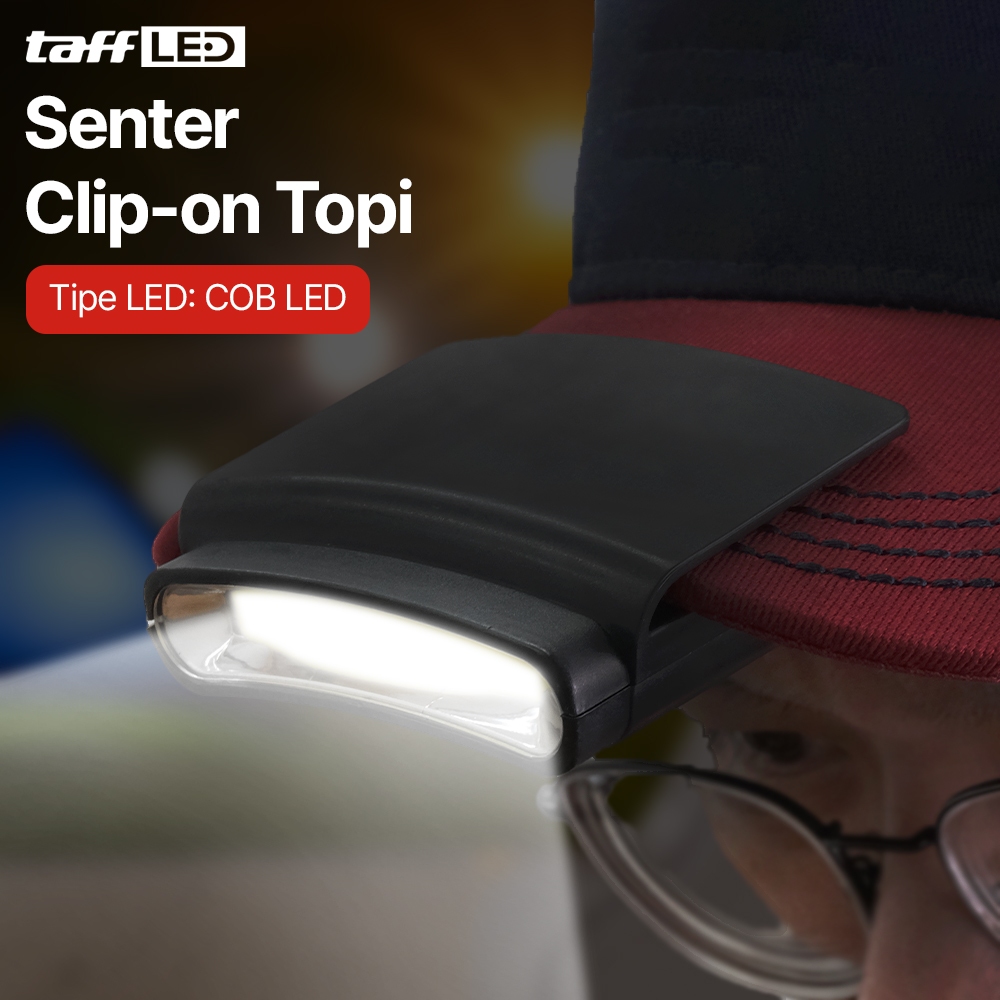 GlestRadio - Lampu Senter Clip-on Topi Headlamp Cap LED COB - M1800 - Black