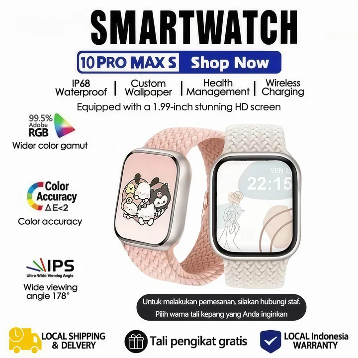 Ada {NEW}Jam tangan smartwatch S10 Mini Pro Max Smart Watch 2.2 Inci Layar Sentuh SmartWatch Wanita