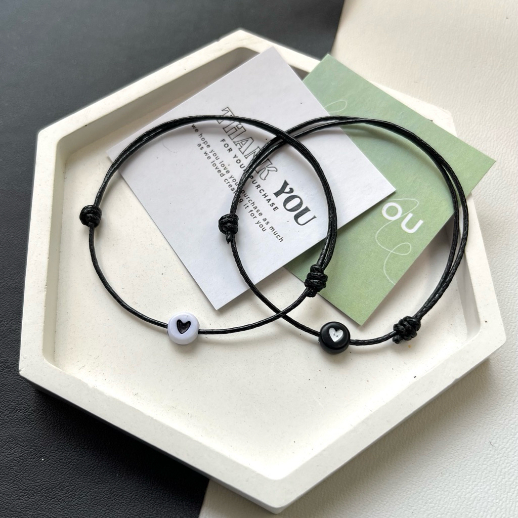 Gelang Coupel Hati Viral Murah Berkualitas Gelang Tali Hitam Premium