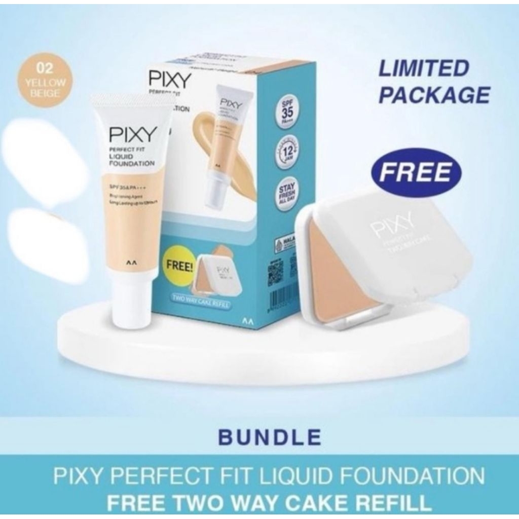 PROMO BANDED PIXY LIQUID FOUNDATION FREE REFILL BEDAK 02 YELLOW BEIGE