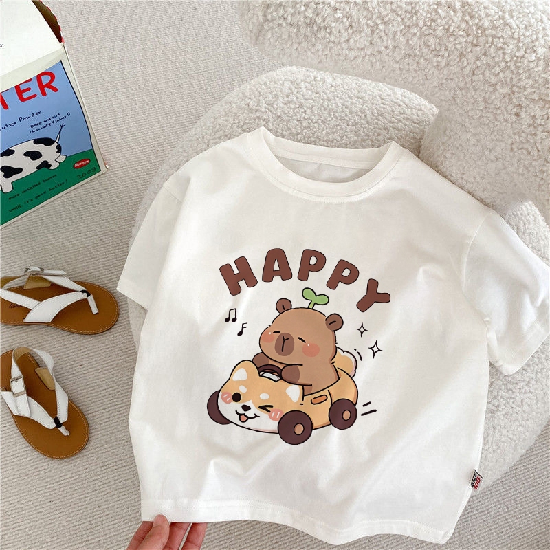 Dailyway Baju Kaos Anak Perempuan | T-shirt Terbaru Import Untuk usia 2-12 Tahun | Motif capybara ya