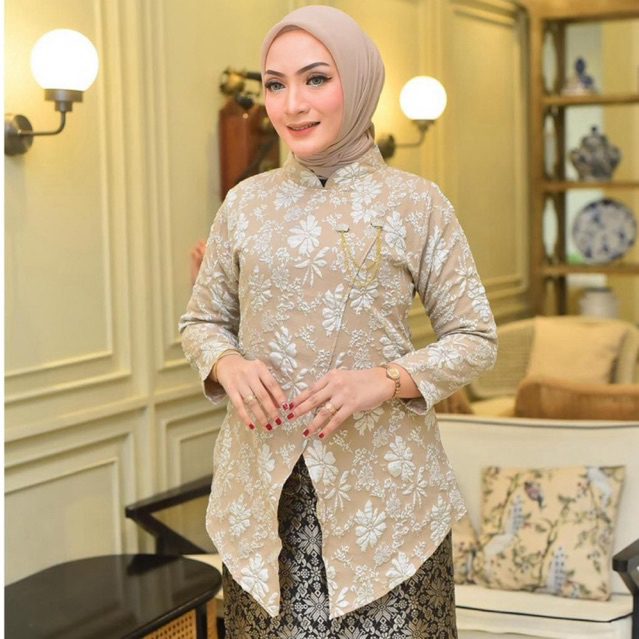 Free Hijab  Setelan Kebaya Wanita Modern Mewah Elegan Kebaya Wisuda Kebaya Kondangan wanita modern