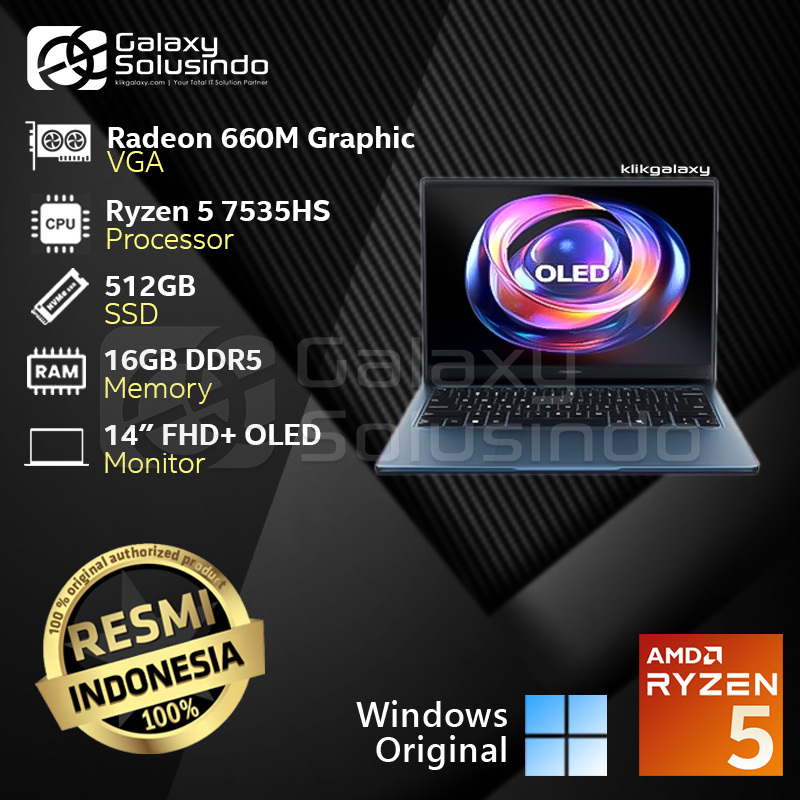 ADVAN Workplus AIR - Ryzen 5 7535HS 512GB SSD 16GB RAM - Blue Notebook Lpatop - MG