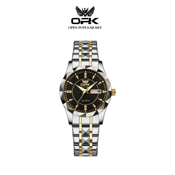 OPK Jam Tangan Wanita Anti Air Original Stainless Steel Kalender Luminous Women Watch Model 8151 - h