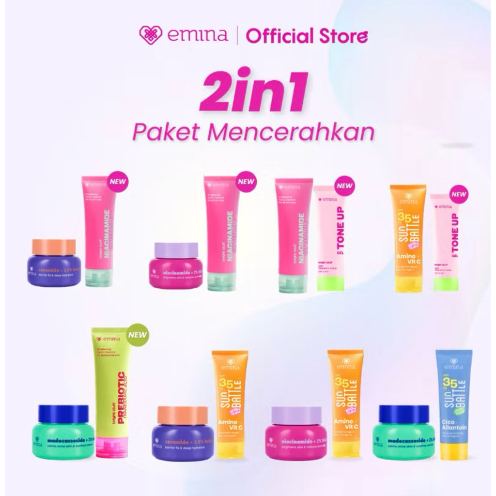 Emina Water Gel Moisturizer 30 g Hydrating - Paket 2in1 Moisturizer, Sunscreen, Face Wash | Mencerah