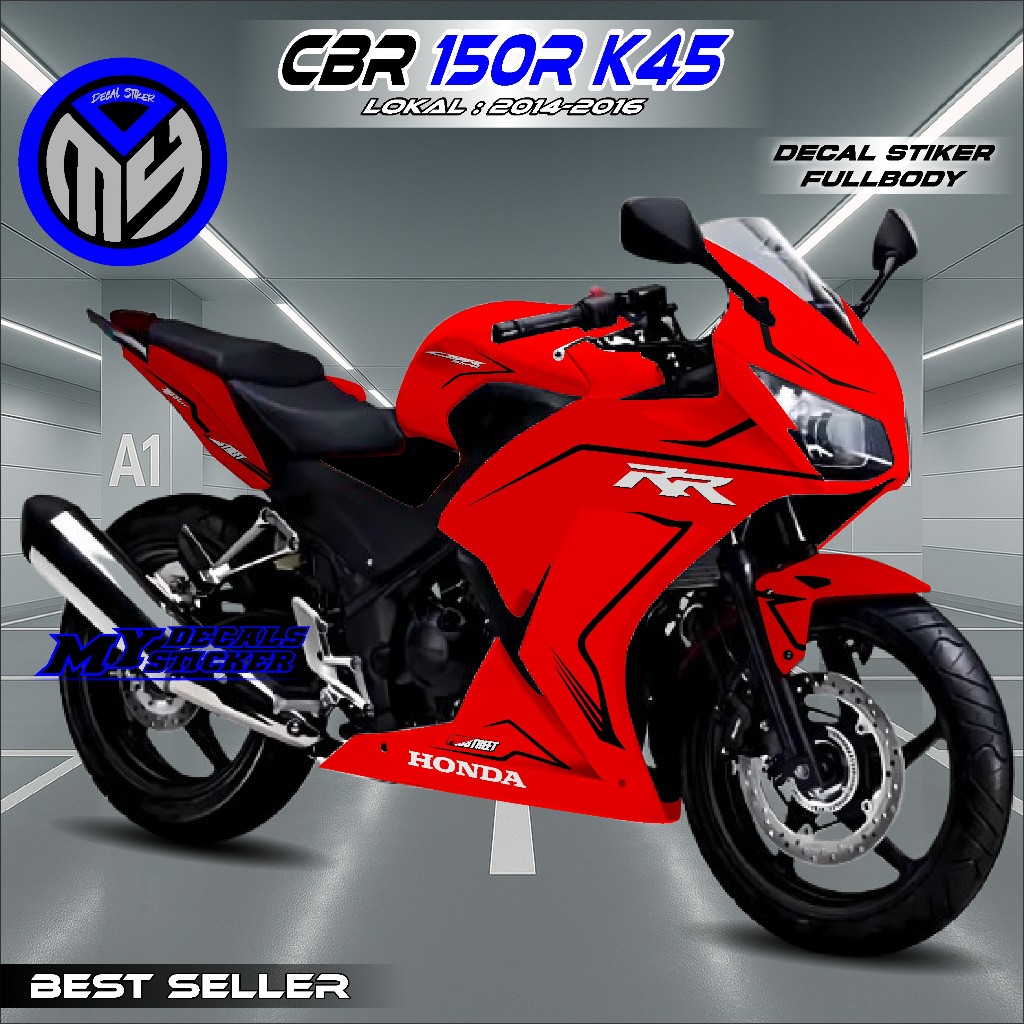 Decal CBR 150R K45 Lokal - Stiker CBR 150R K45 Lokal - Striping CBR 150R K45A Full Body Desain Polos