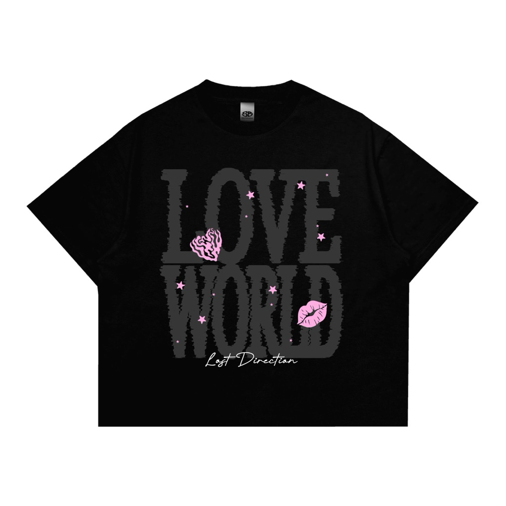 T-Shirt | Boxy Fit | Love World | Black | Shine.Everywhere
