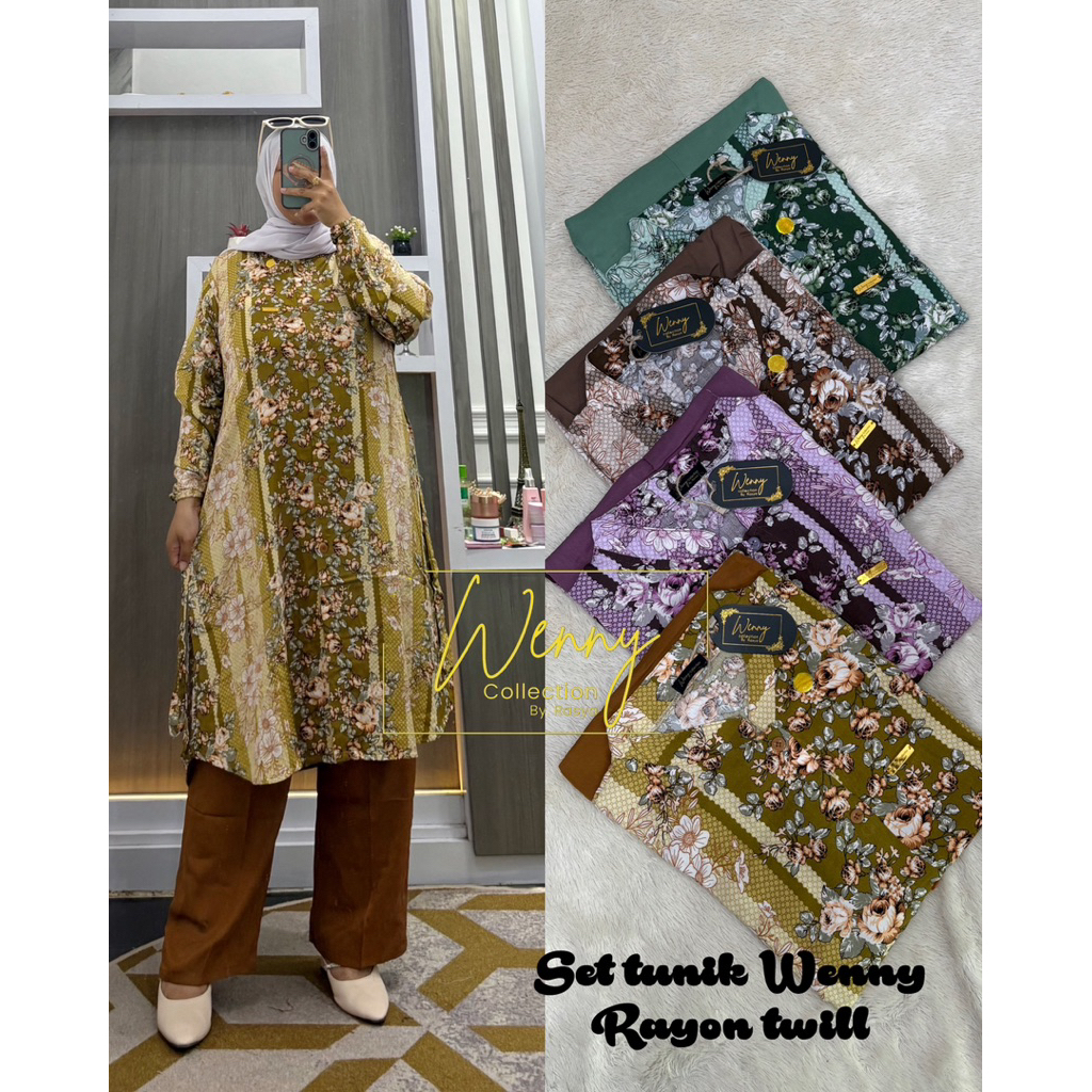 setelan long tunik Ld 120 bahan rayon twill jumbo terbaru setcel rasya kekinian 2024