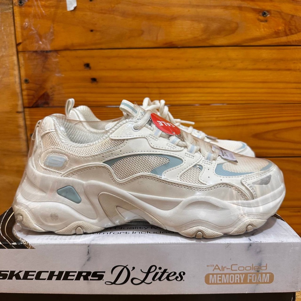 ONLY SIZE 38 BEKAS PAJANGAN SEPATU SKECHERS WANITA SKECHERS DLITES 5.0 UPGRADED 150520 NATURAL BLUE 