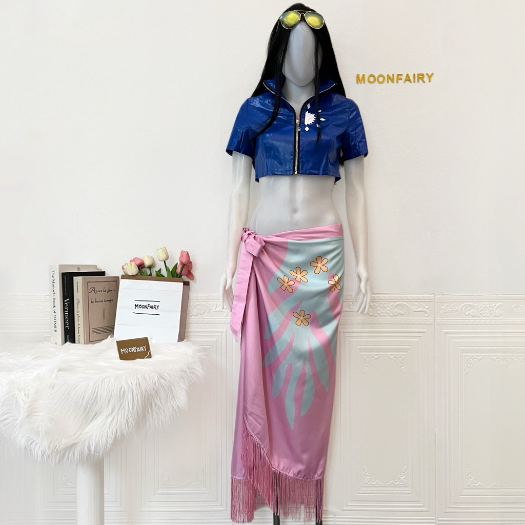 Moonfairy - Ready Stock WTS Nico Robin Costume Cosplay One Piece Anime Fullset Wig Kostum Robin Onep