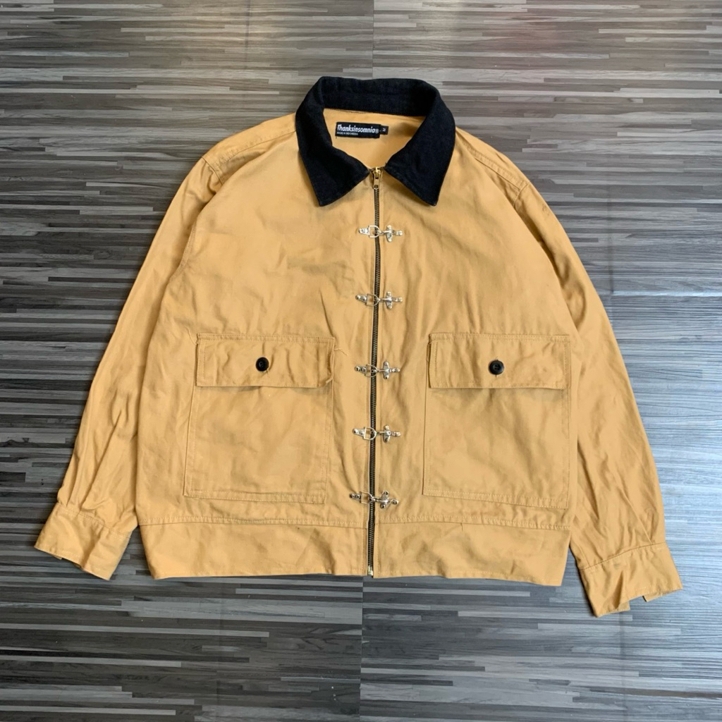 work jacket kanvas tebal thanksinsomnia custom clasp jacket boxy second original size M