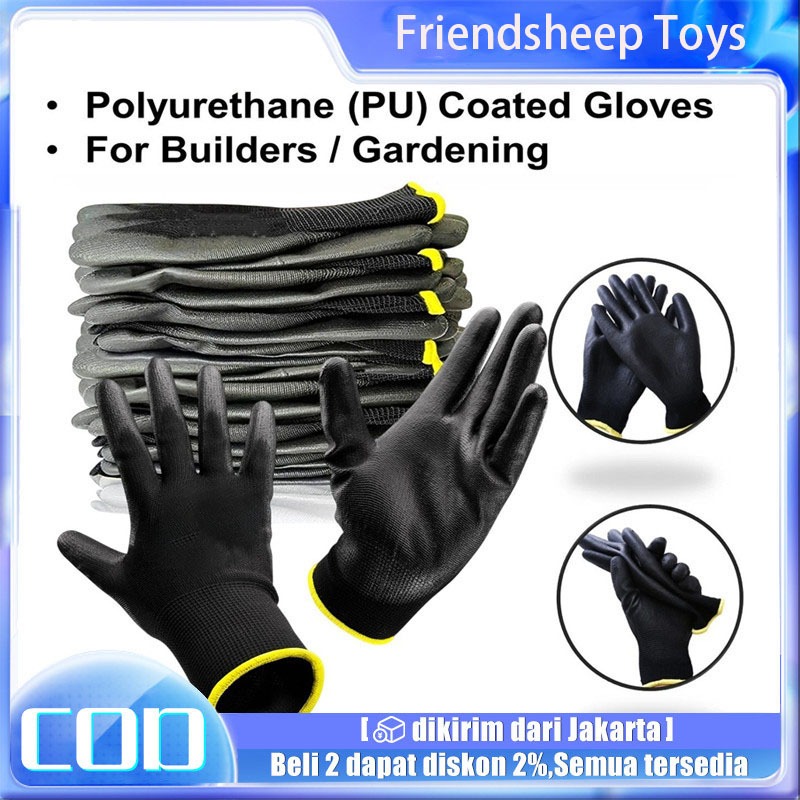 [BISA COD] Anti Slip Tebal Kuat Safety Glove Premium Sarung Tangan Karet LATEX / PALMFIT / NYLON Pol