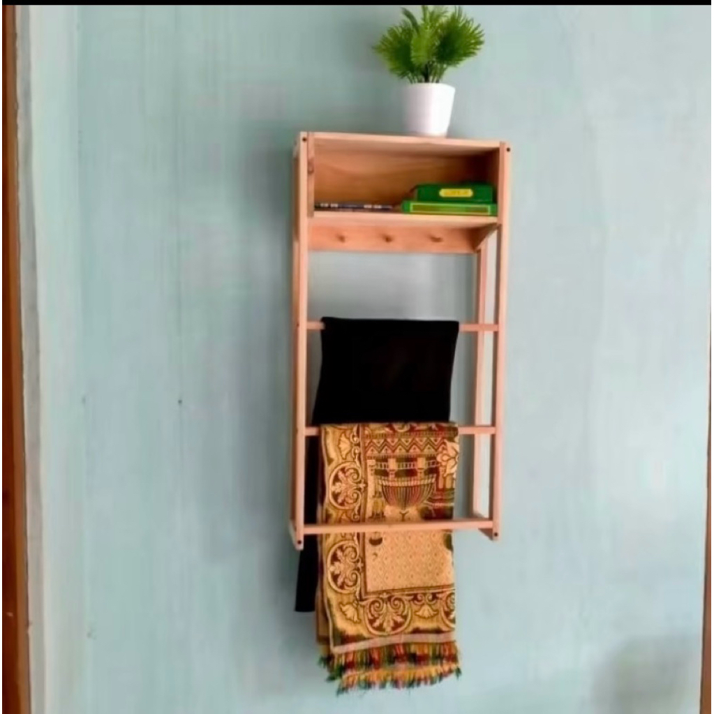 rak mukena dan sajadah/rak tempel dinding serbaguna