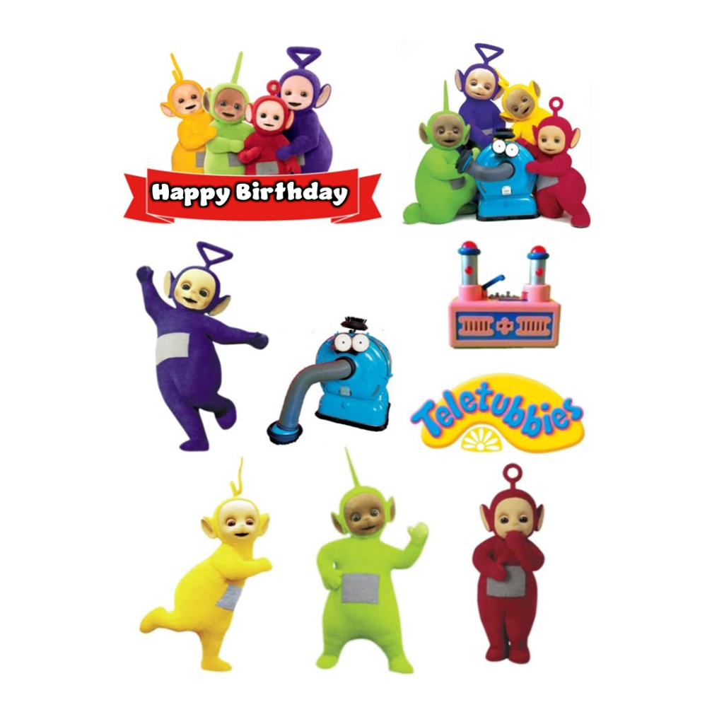 Topper TELETUBBIES Custom Nama | Hiasan Cake TELETUBBIES MURAH | Topper Bucket | Topper Kue