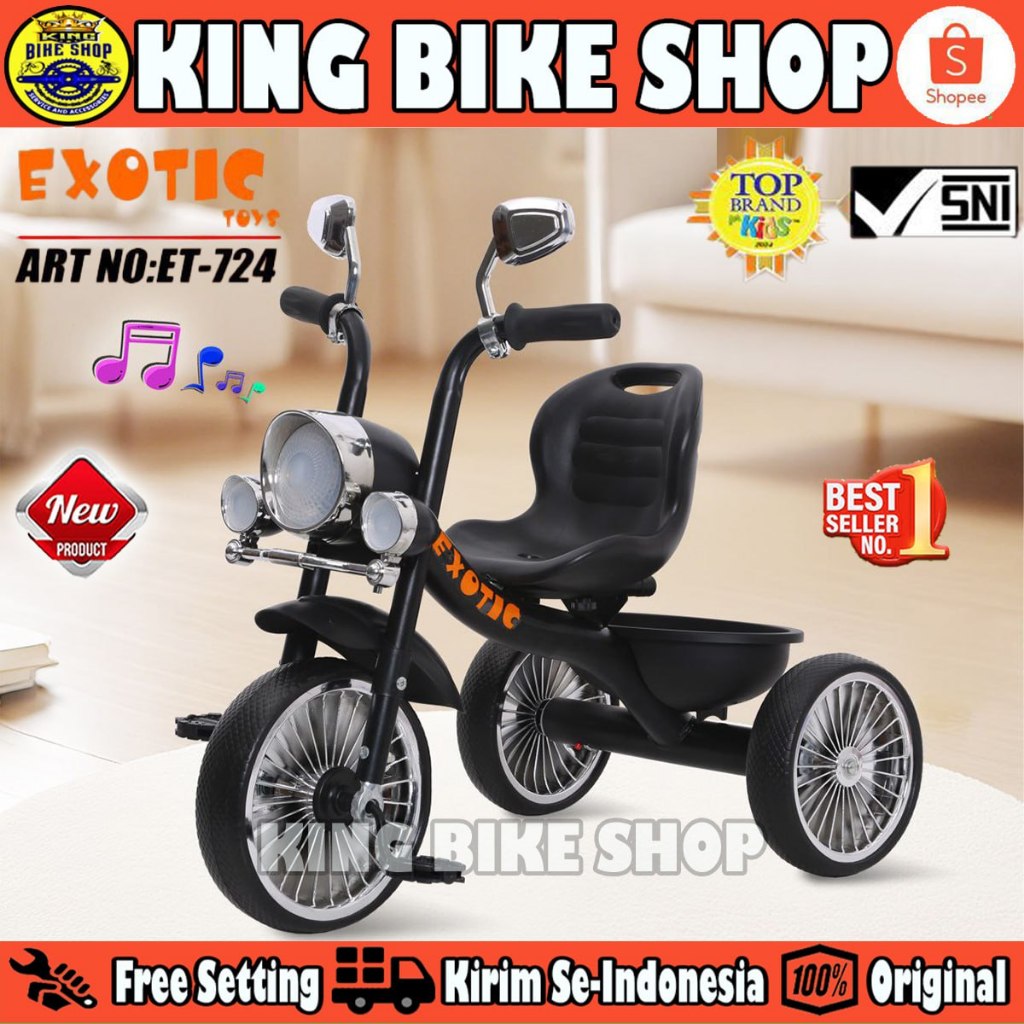 Sepeda Anak Roda 3 Tricyle EXOTIC ET 724 Model Motor Sepeda Roda Tiga