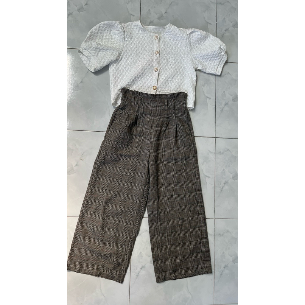 celana kulot tartan hw korean style / celana kulot kotak-kotak wanita hw