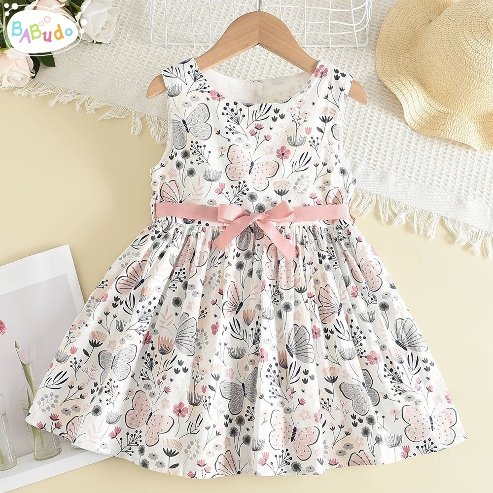 Dress Anak Perempuan Gaun Putri MotifKupu-kupu Berbahan Katun Murni Rok Anak AlaKorea Musim Panas 1-