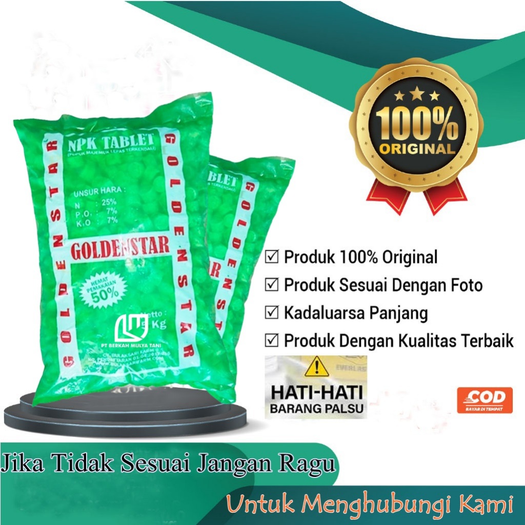Pupuk NPK Tablet Golden Star 5 Kg Hijau 25 7 7 Fase Vegetatif