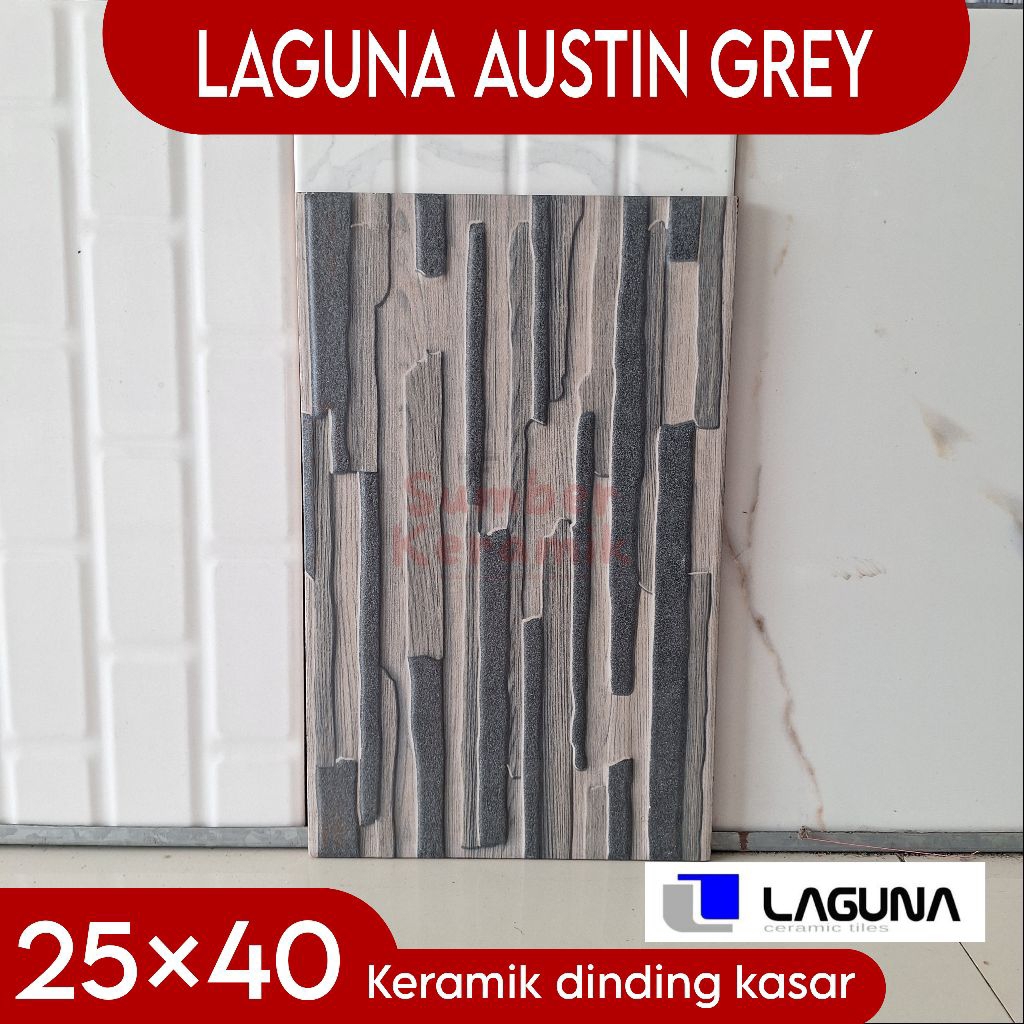 Keramik 25×40 LAGUNA Austin grey keramik dinding kasar motif batu