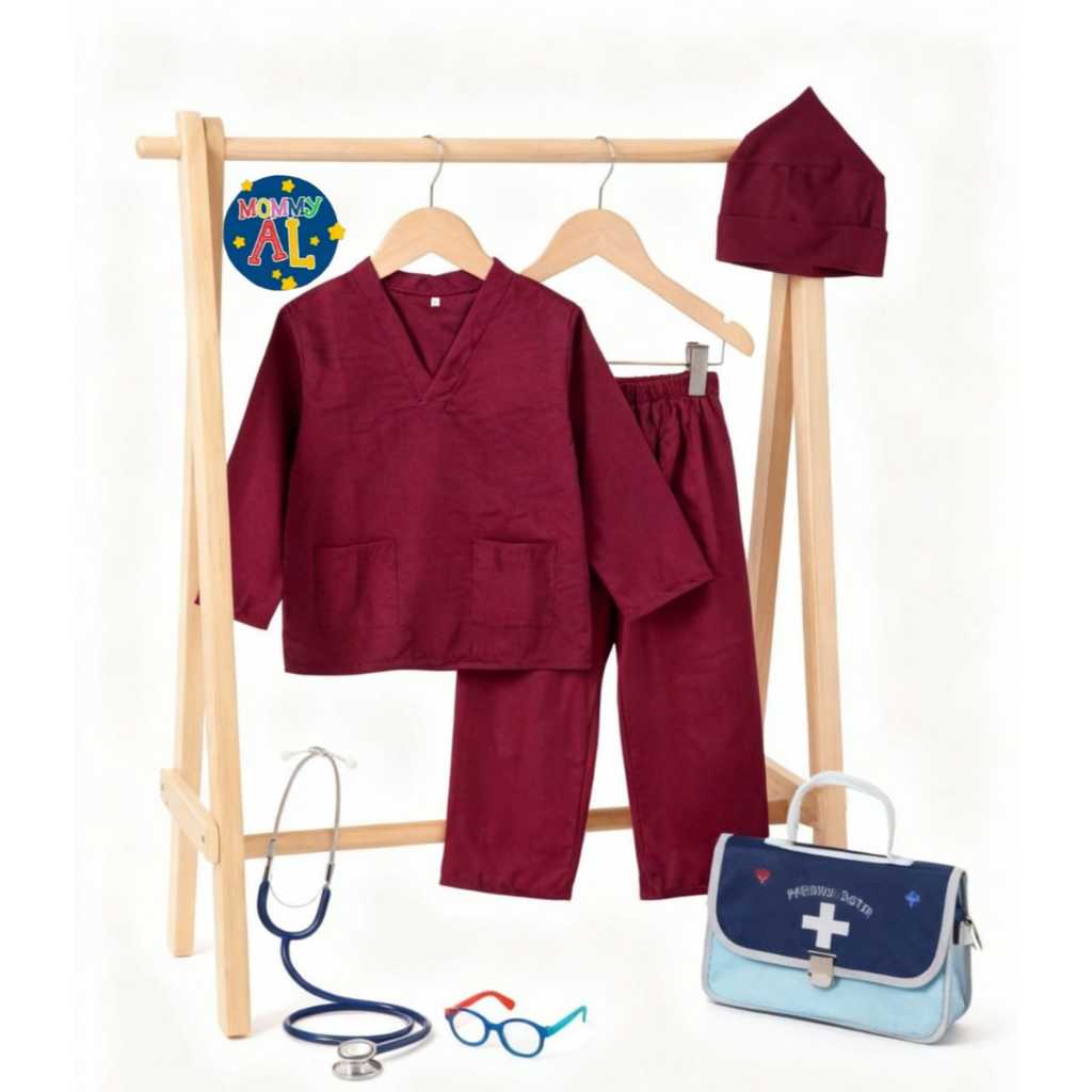 STELAN  DOKTER ANAK 1-10 TAHUN TANGAN PANJANG/BAJU DOKTER BEDAH/BAJU OKA/BAJU DOKTER ANAK/BAJU PROFE