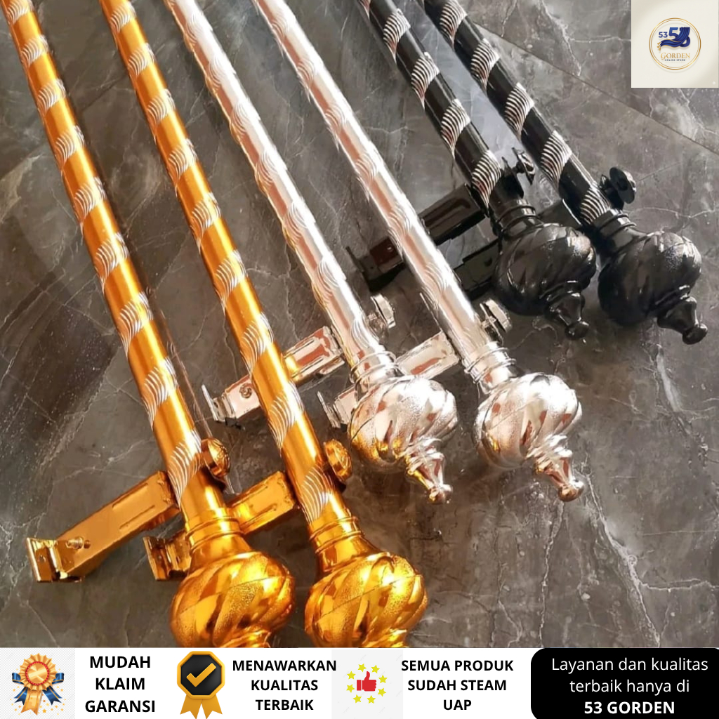 Batang gorden fullset besi alumunium slot jendela