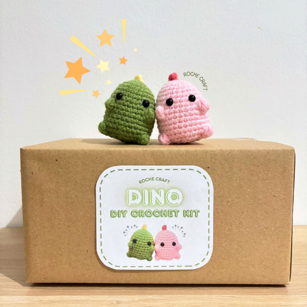 Paket Rajut Boneka Dino | DIY Paket Rajut Amigurumi Dino | Crochet Kit | DIY Paket Merajut