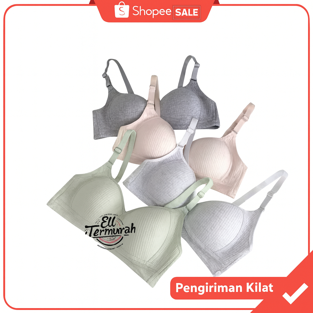 BH Remaja Korean Style Bra motif garis lurus Push Up Style Senam Zumba Yoga Pakaian Dalam Wanita