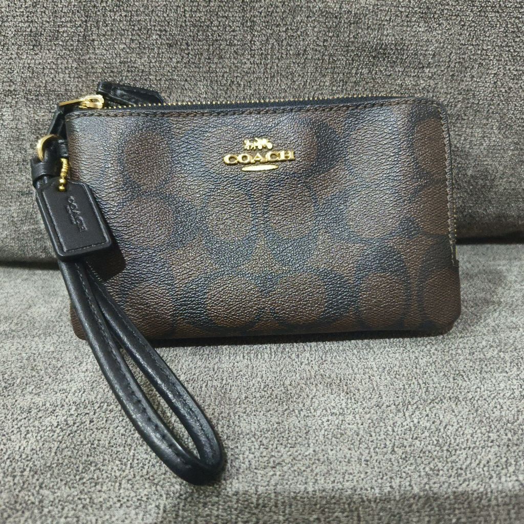 double zip small wristlet coach