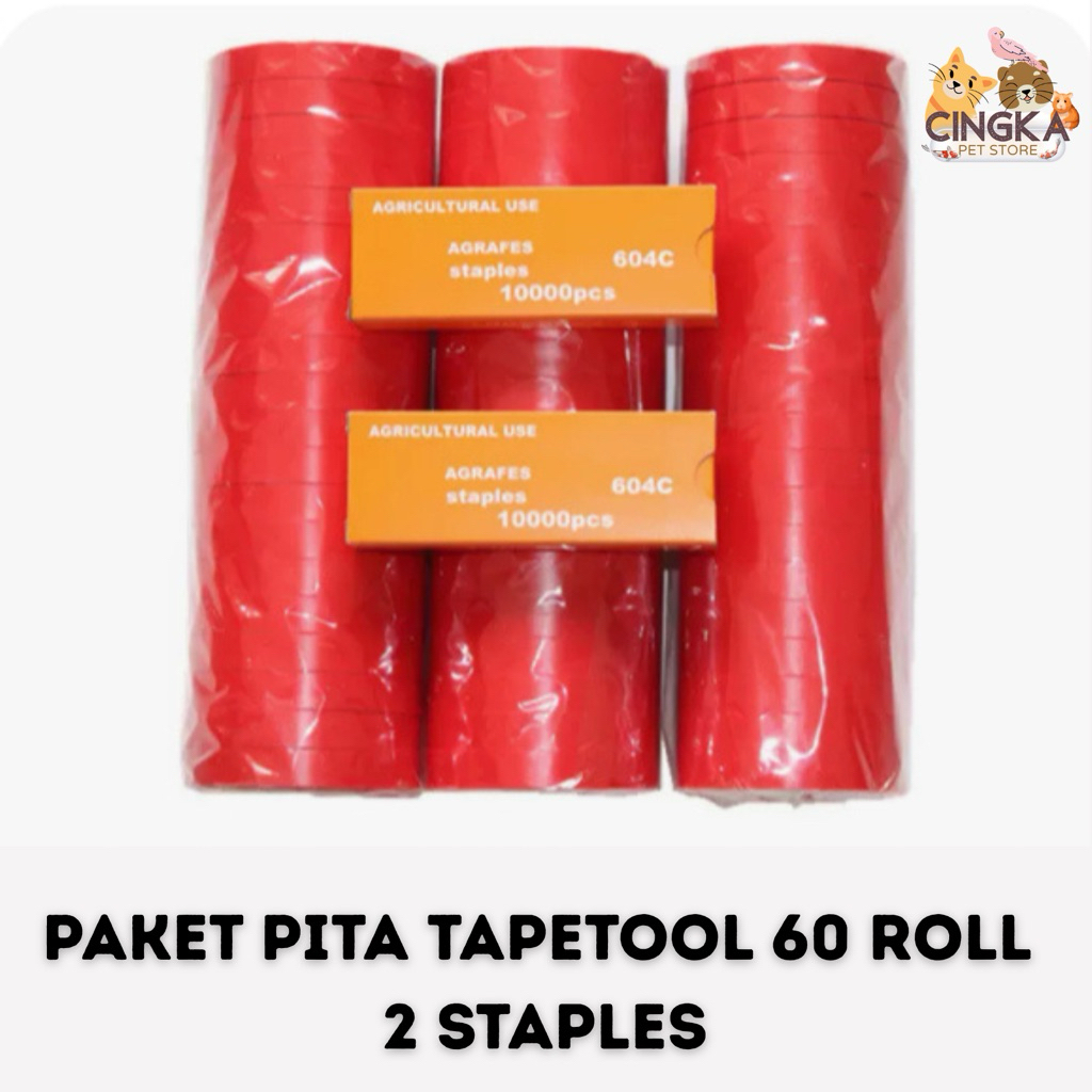 Tapetool Tali Tapetool Tape Refill Paket 60 Roll + 2 Kotak Staples Cingka