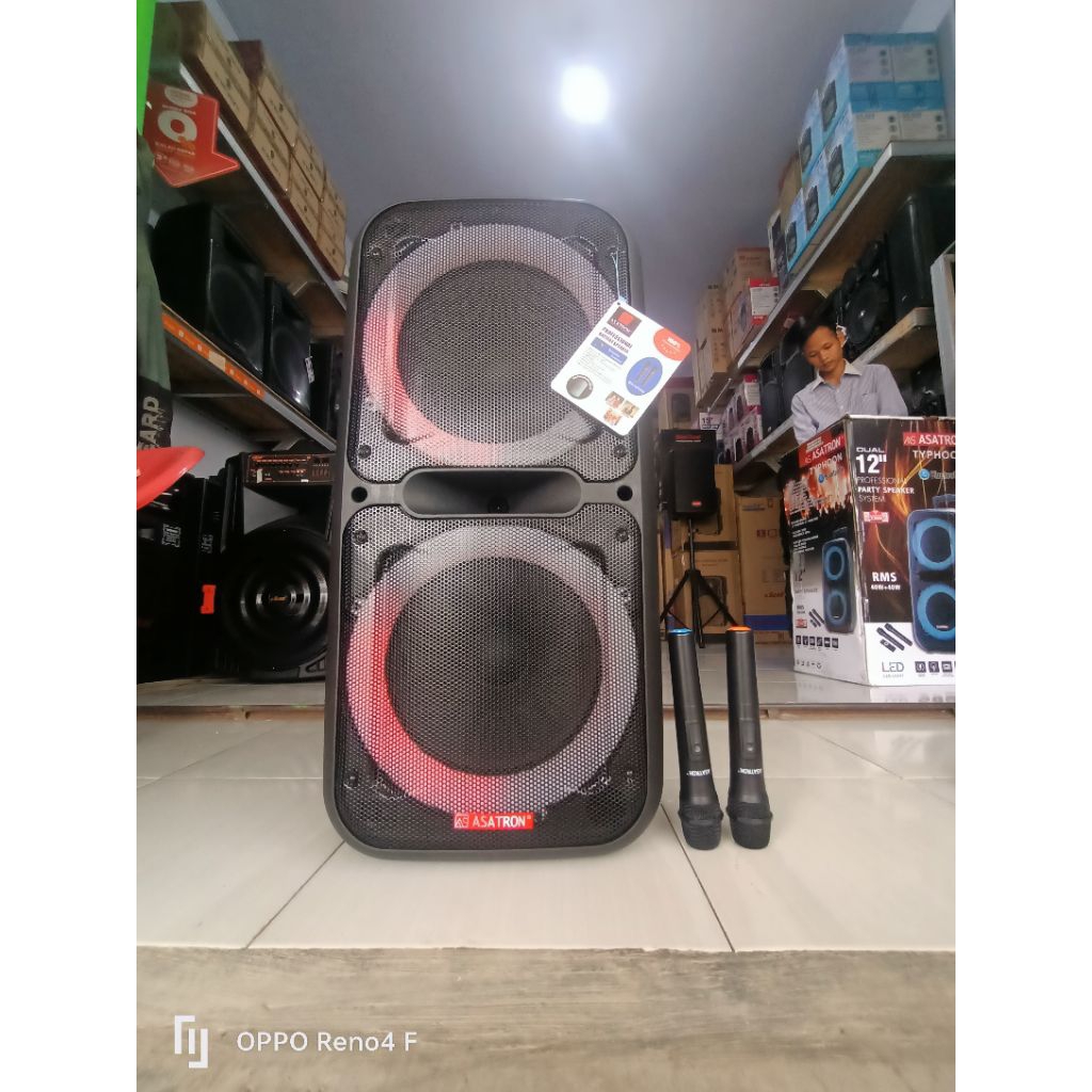 speaker bluetooth asatron typhoon 12" double woofer extra bass