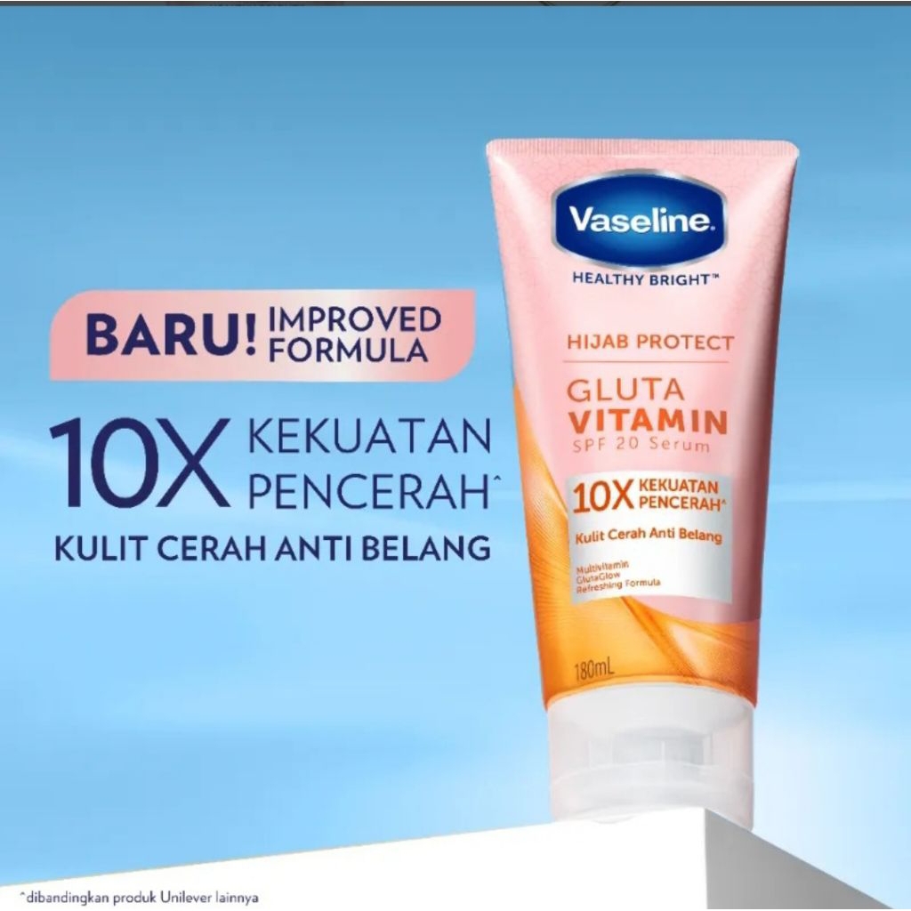 Vaseline Hijab Protect Bright Refreshing Body Serum SPF20 180 ml Gluta Vitamin Hand and Body Lotion 