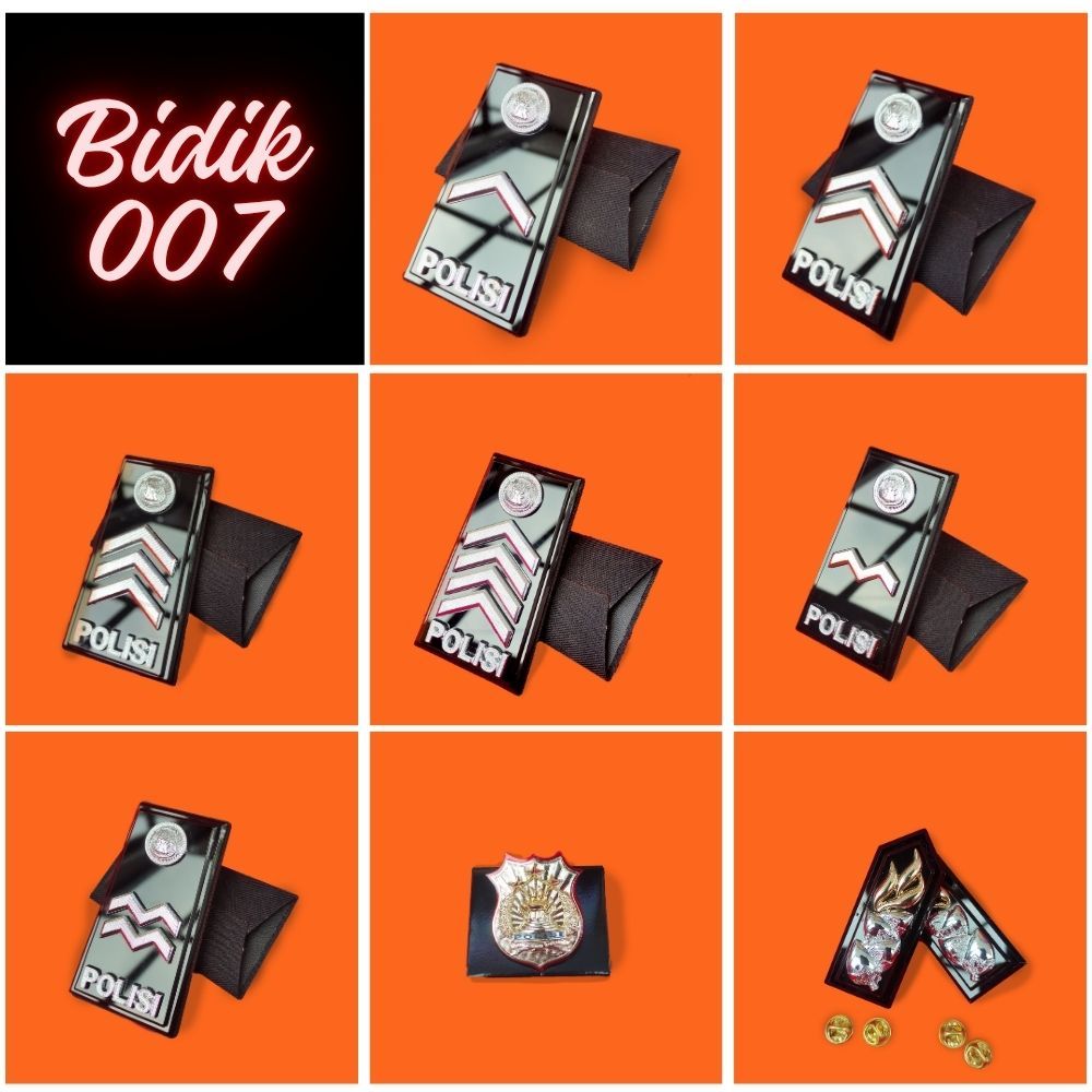 PANGKAT PDH BINTARA POLRI AKRILIK GLOSSY -  Bripda, Briptu, Brigadir, Brigpol, Bripka, Aipda, Aiptu