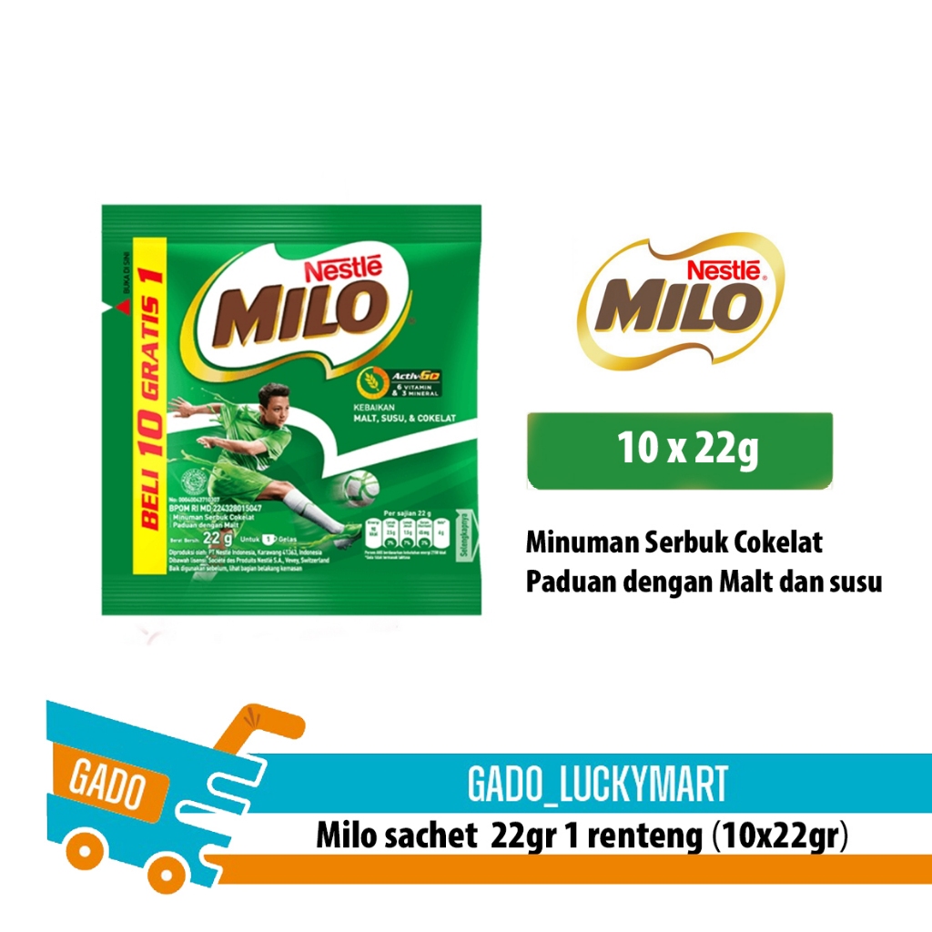Milo Activ-GO sachet 22gr isi 10renteng/ Milo sachet 22gr renceng/Susu coklat sachet