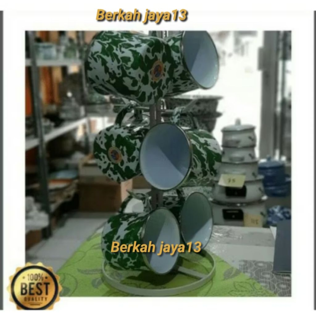 Cangkir Enamel Blurik Loreng Uk 7cm Cangkir jadul 6pic