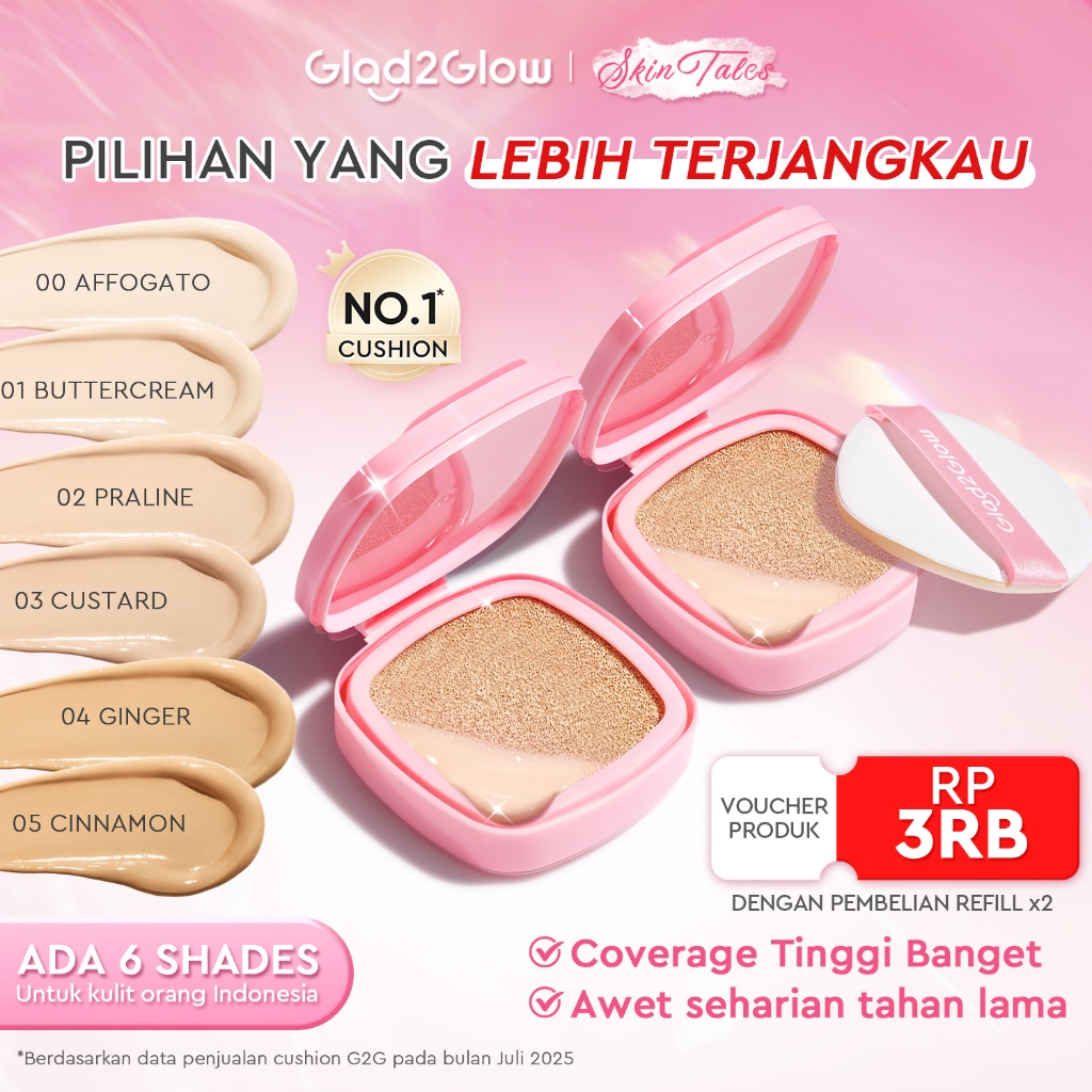 [ 100%ORI ] Glad2Glow Perfect Cover Cushion Refill | Cushion Glad2Glow Foundation Bedak Padat Make U