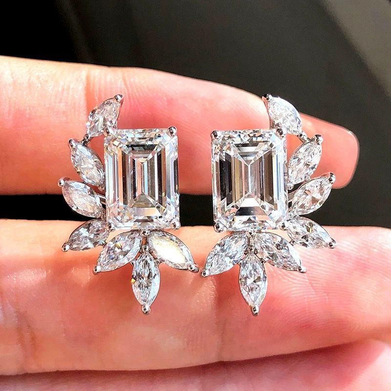[ 100% TEST Lab Diamond  Selector ] - FEATHER HONGKONG - Emerald Cut & Marquise Cut Diamond Stud Scr