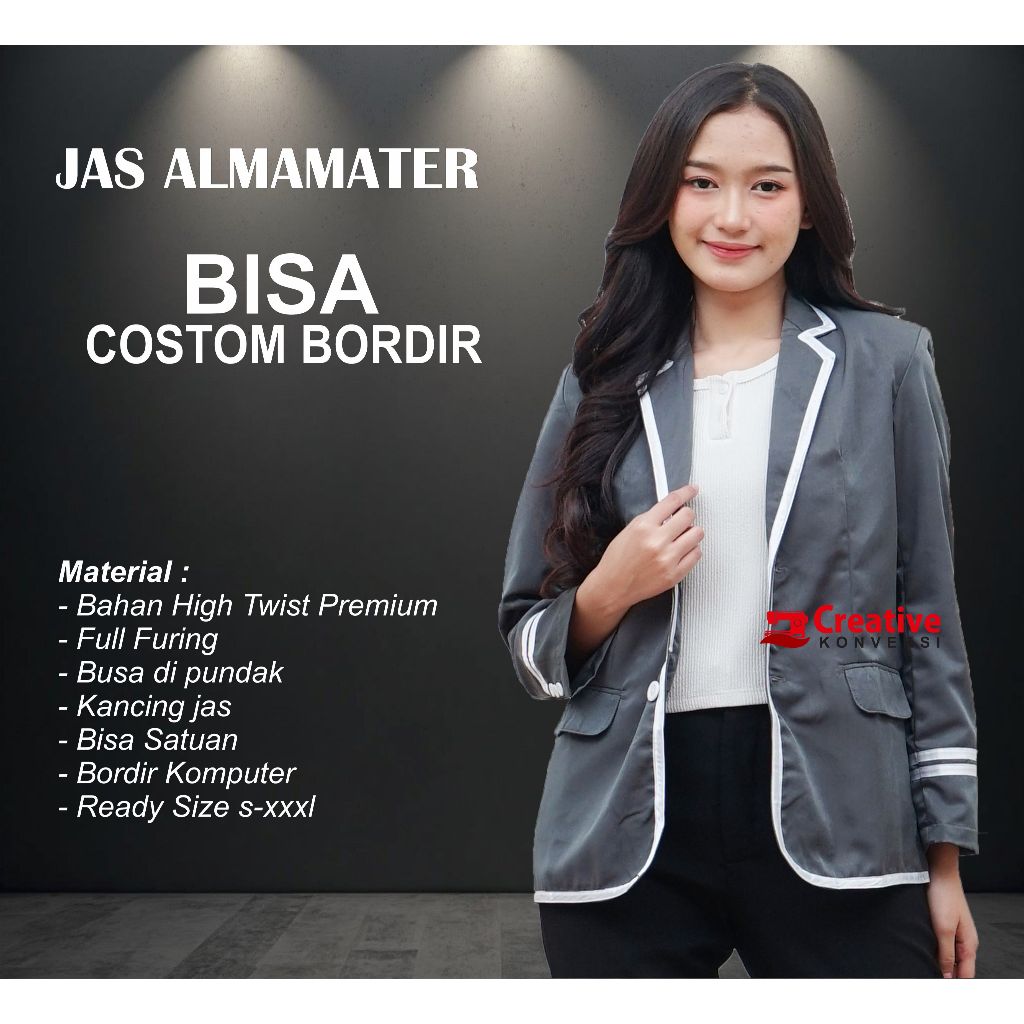 (BISA COD) JAS SEKOLAH OSIS SMP/ SMA/ MA/ MTs, BLAZZER ABU LIS PUTIH SLIMFIT Jas Almamater Termurah