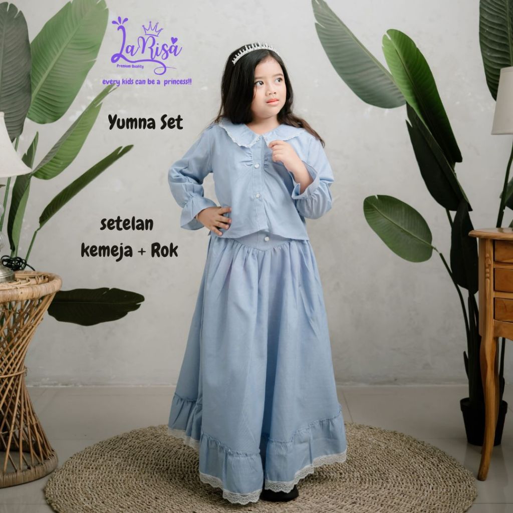 YUMNA SET ROK ANAK KOREA KATUN SALUR BY LARISAKIDSWEAROFFICIAL UNTUK USIA 3 HINGGA 8 TAHUN BAJU ANAK