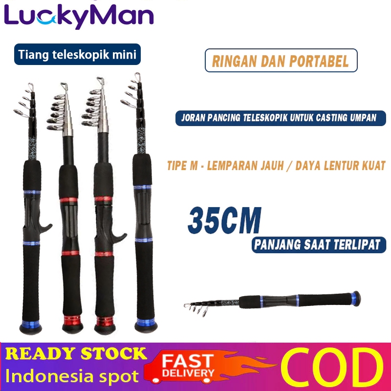 LUCKYMAN Teleskopik Mini  Pancing 1.65M/1.8M/2.1M Joran Pancing /joran tegek/Spinning joran/joran te