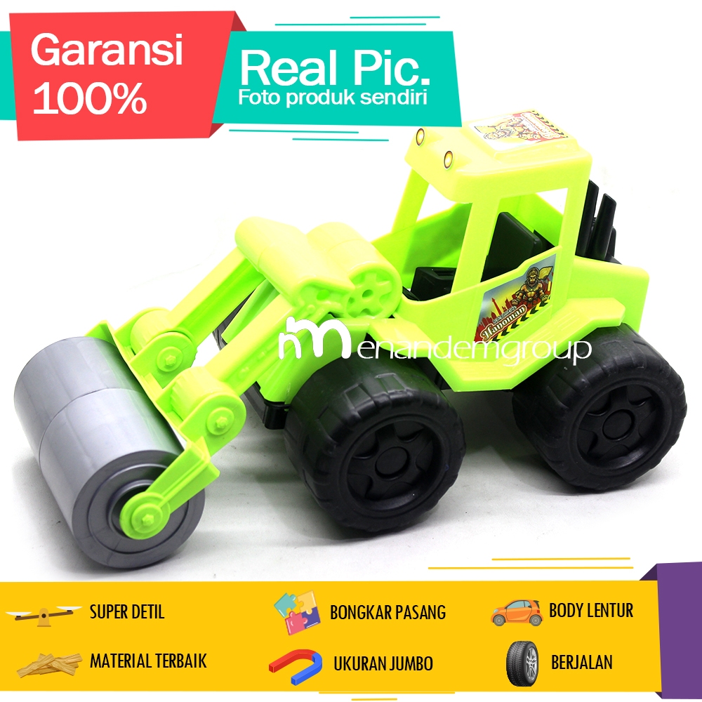 Mainan Mobil Mobilan Truk Konstruksi Alat Besar Roller Tandem Aspal Jalanan